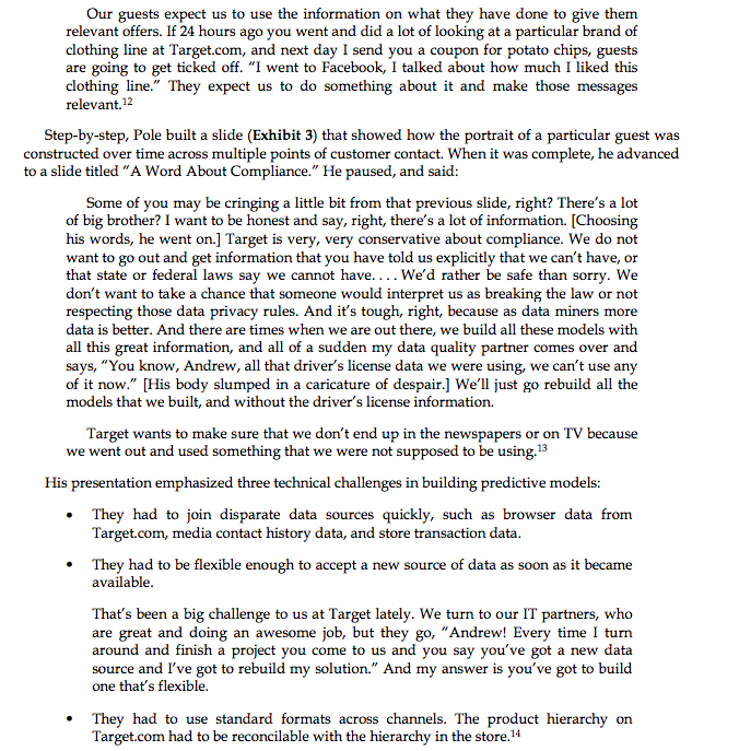 desk. How would, and indeed, how should, Target respond to his inquiries?