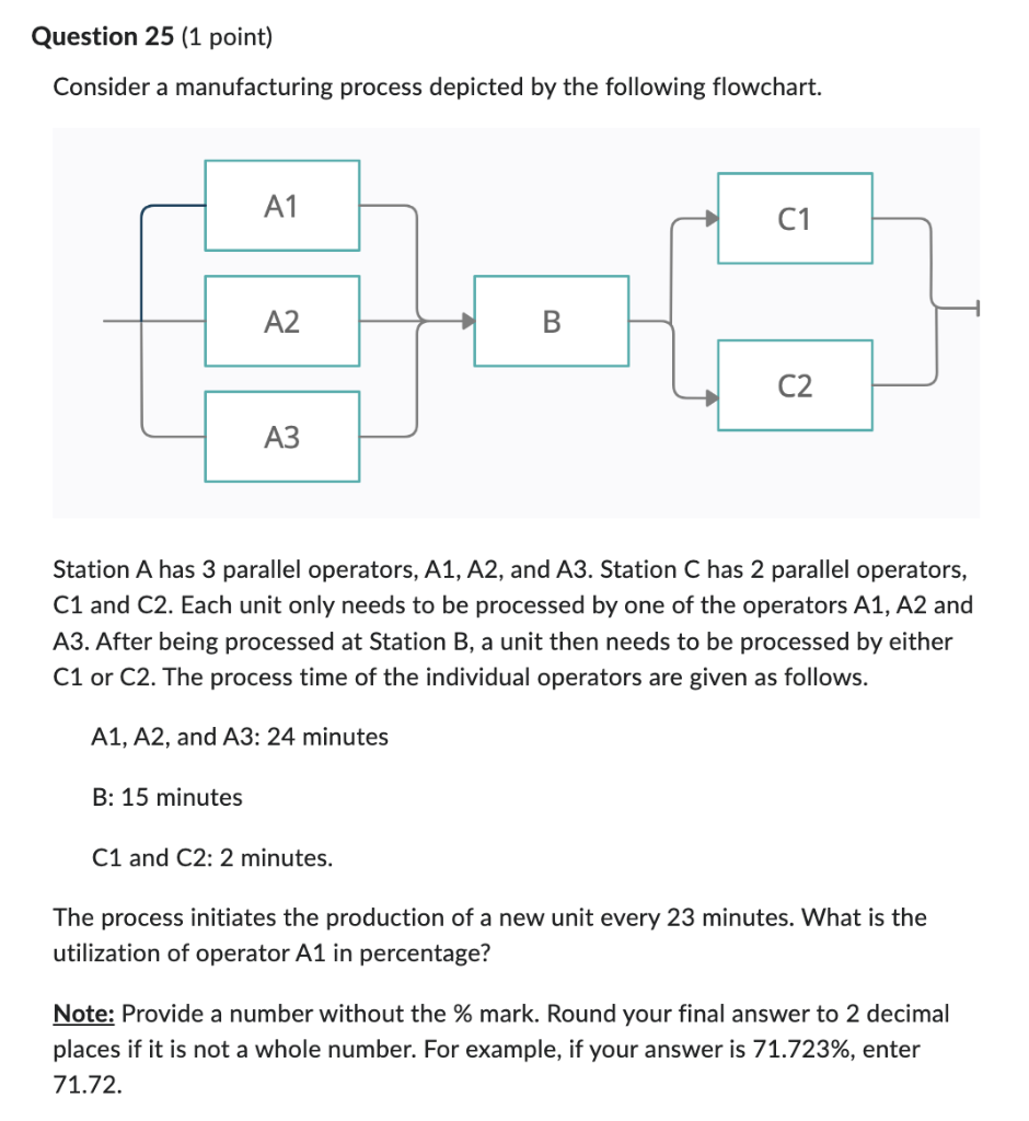  Consider a manufacturing process depicted by the following flowchart. Station A