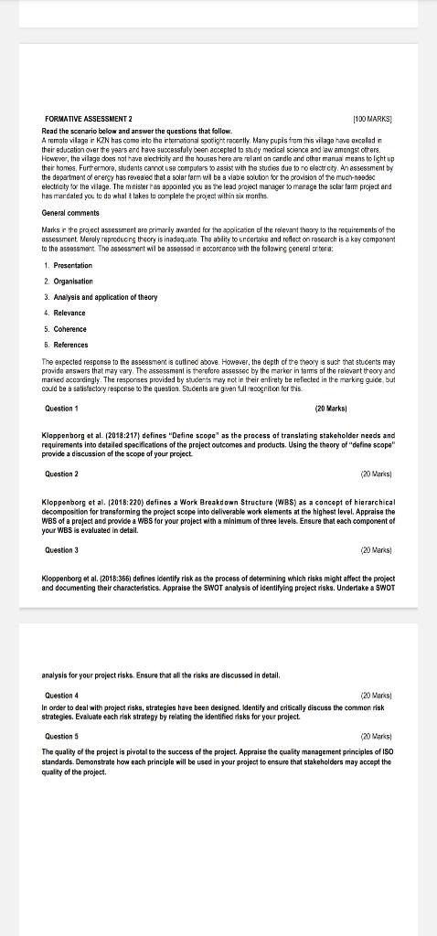 Please provide reference list and citation FORMATIVE ASSESSMENT 2 [100 MARKS] Read