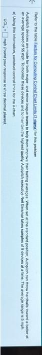  K Refer to the table Factors for Computing Control Chart Limits