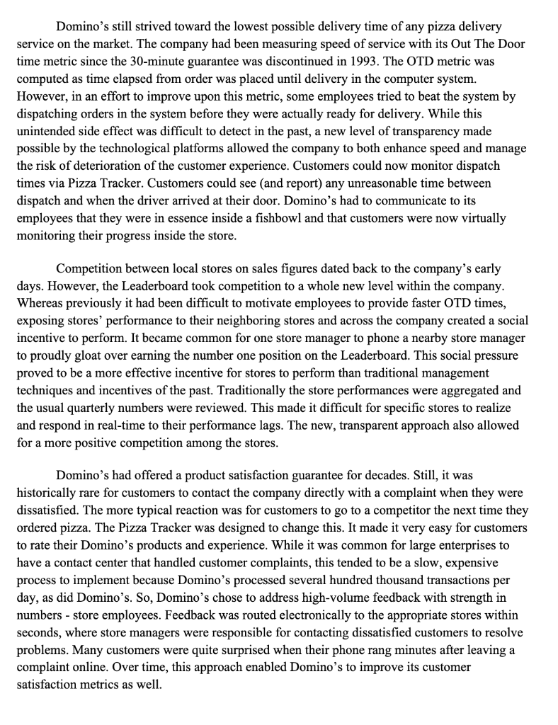 changes required for efficient operations? 3. In detail, what are four key