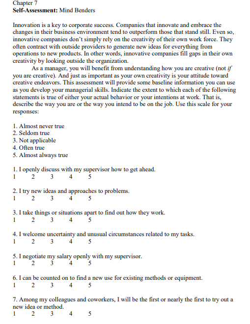 Complete the Self-Assessment: Question: Based on your score do you have a