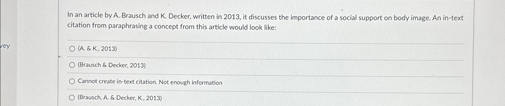  In an article by A. Brausch and K. Decker, written in