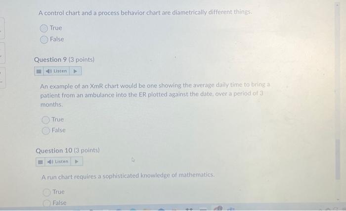  A control chart and a process behavior chart are diametrically different