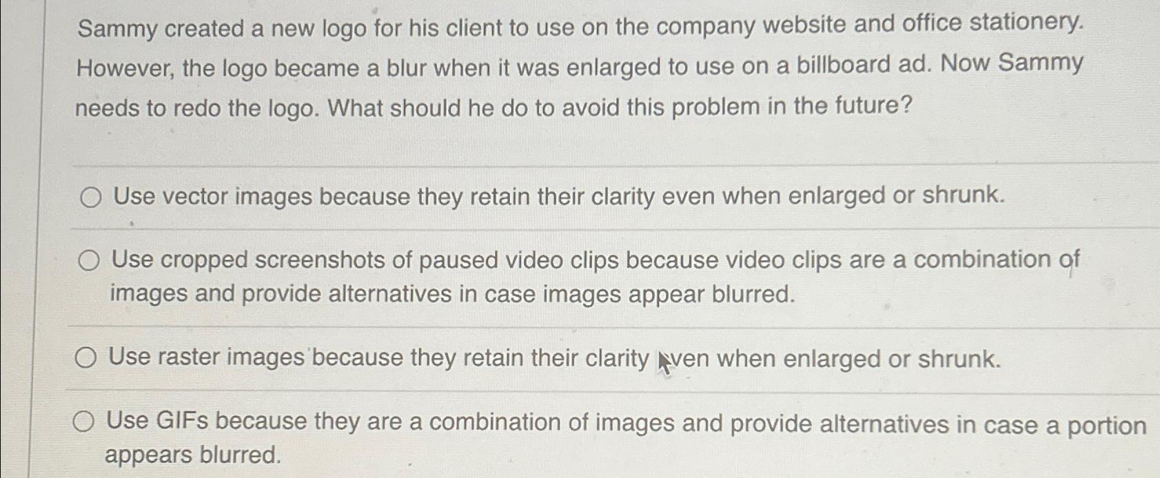  Sammy created a new logo for his client to use on