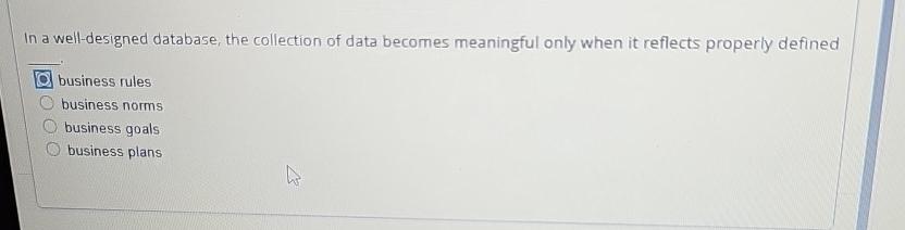  In a well-designed database, the collection of data becomes meaningful only