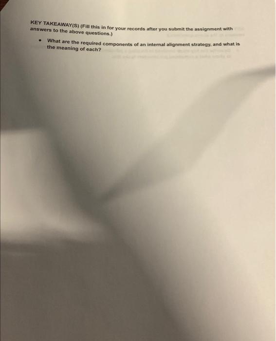  need help please i will rate KEY TAKEAWAY(S) (Fill this in