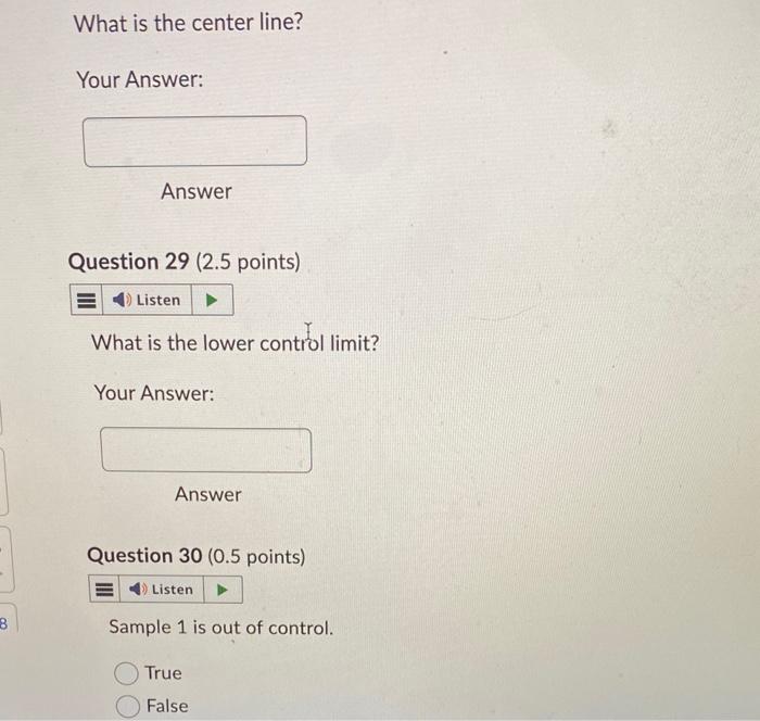 the weight of a bagging process, in pounds. The sample means and