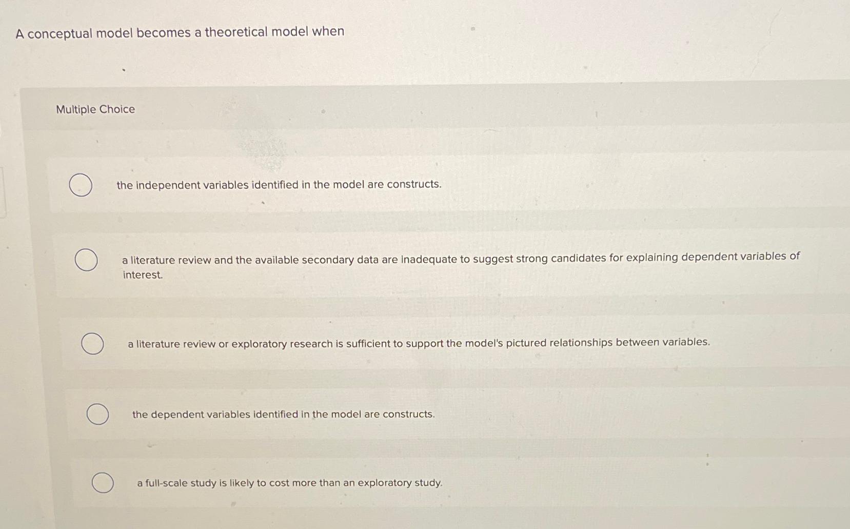  A conceptual model becomes a theoretical model when Multiple Choice the