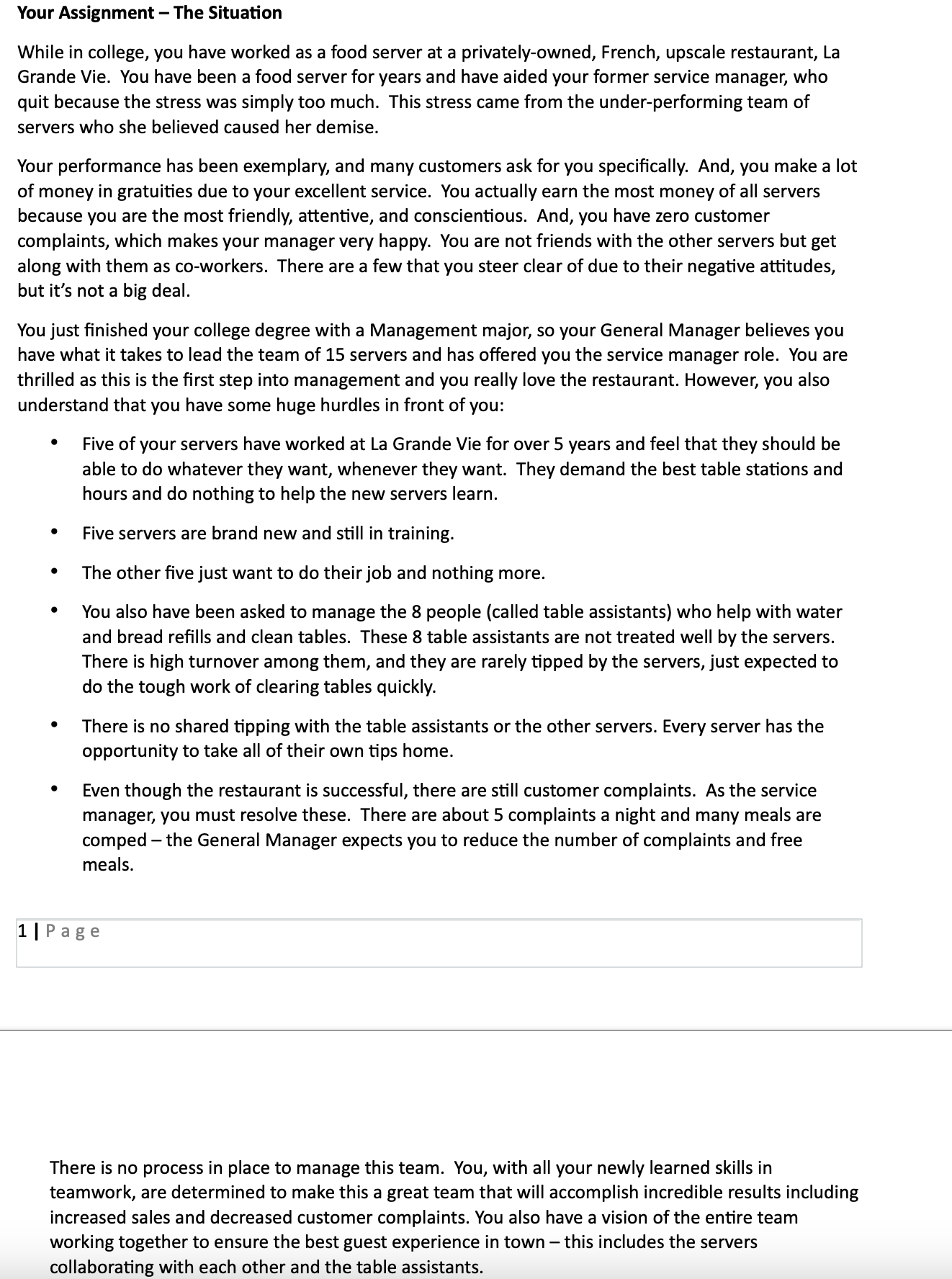  Please apply Hackmans 5 conditions to the attached case study -