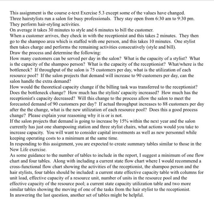 aaplied operations management This assignment is the course e-text Exercise 5.3 except