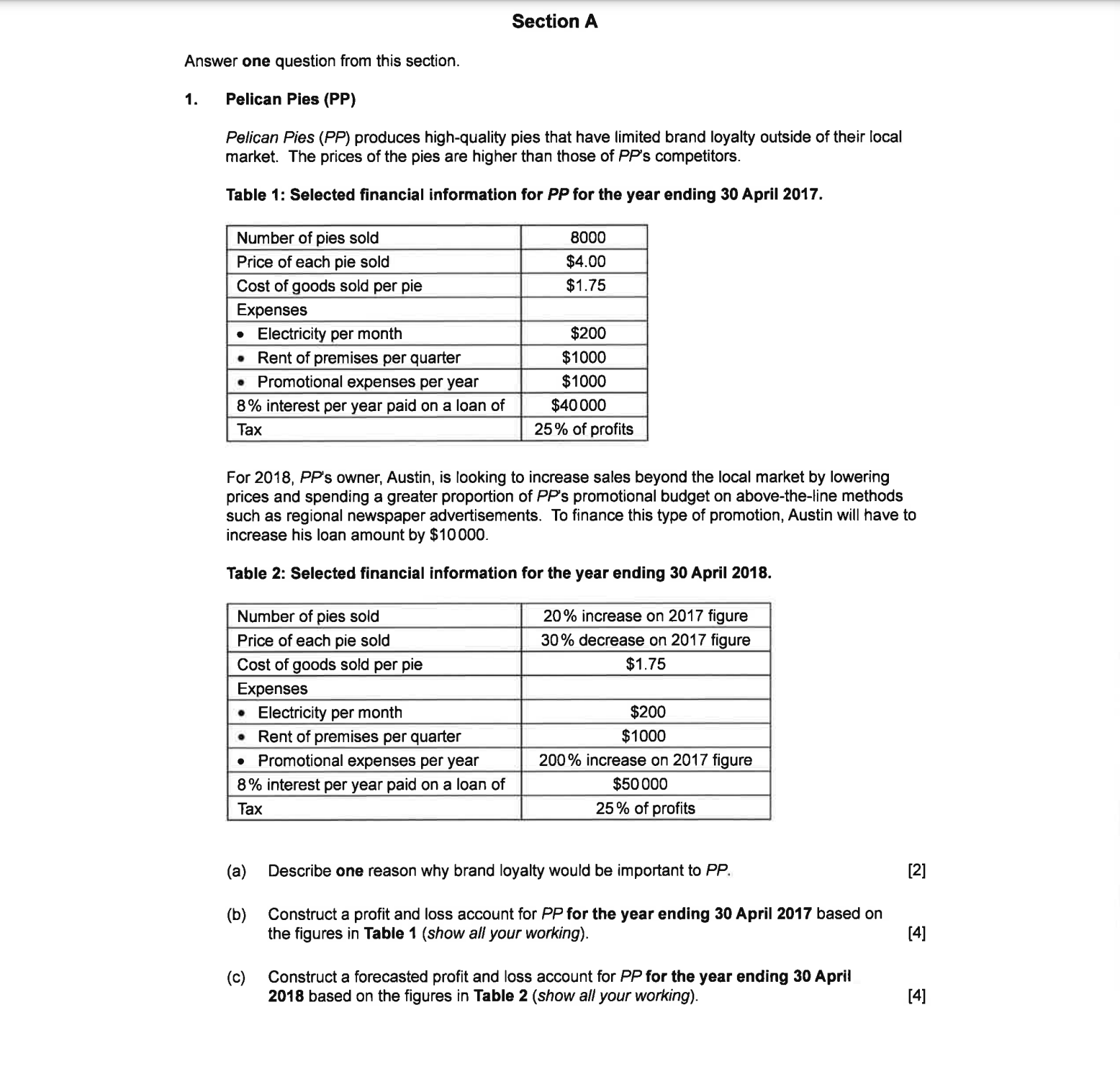  b and c please Section A Answer one question from this