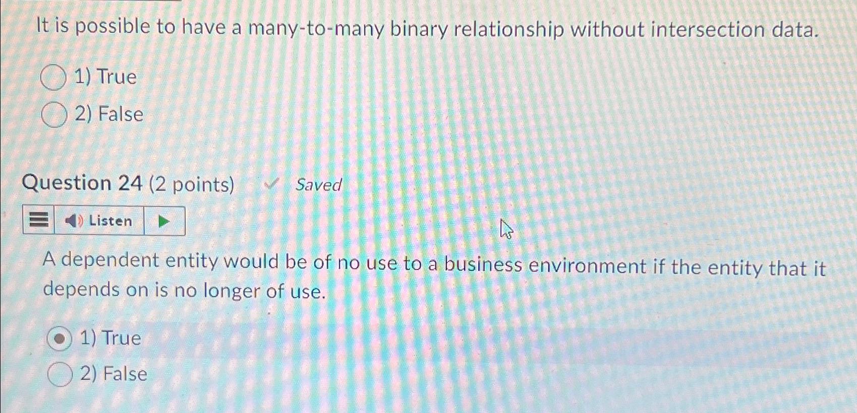  It is possible to have a many-to-many binary relationship without intersection