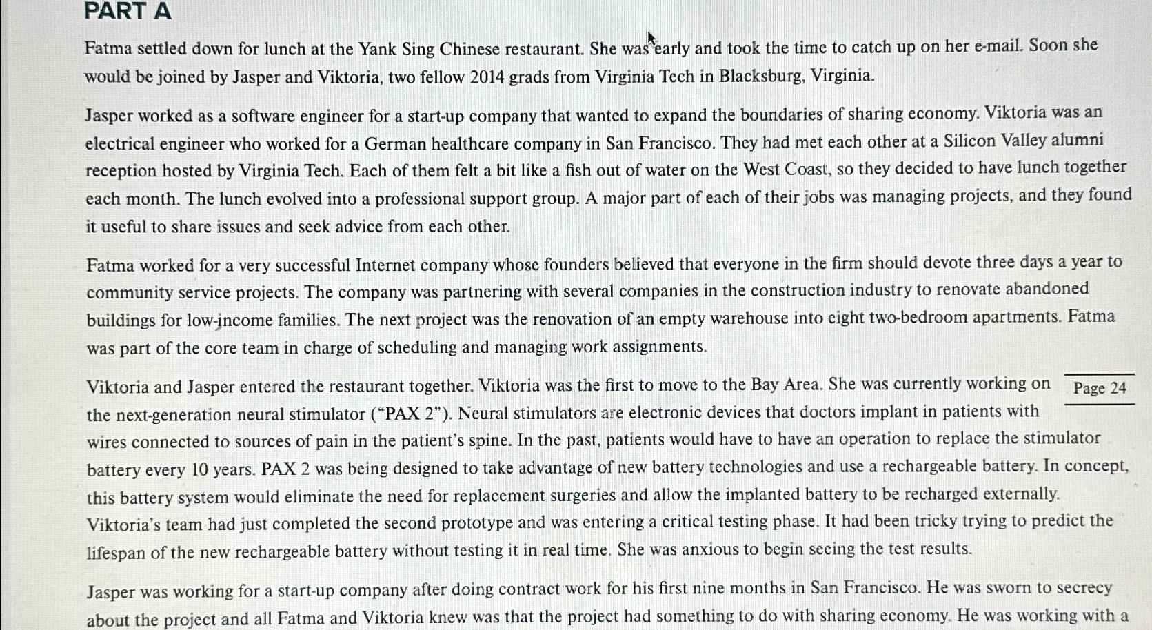  PART A Fatma settled down for lunch at the Yank Sing