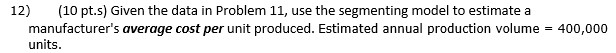 Need help to solve this question please! 12) (10 pt.s) Given the
