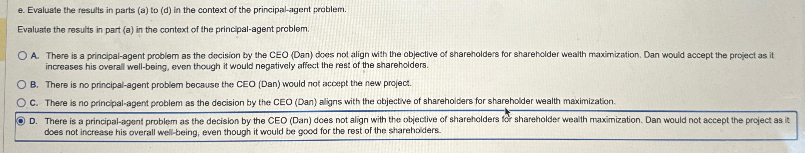  e. Evaluate the results in parts (a) to (d) in the