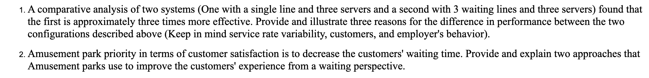  1. A comparative analysis of two systems (One with a single