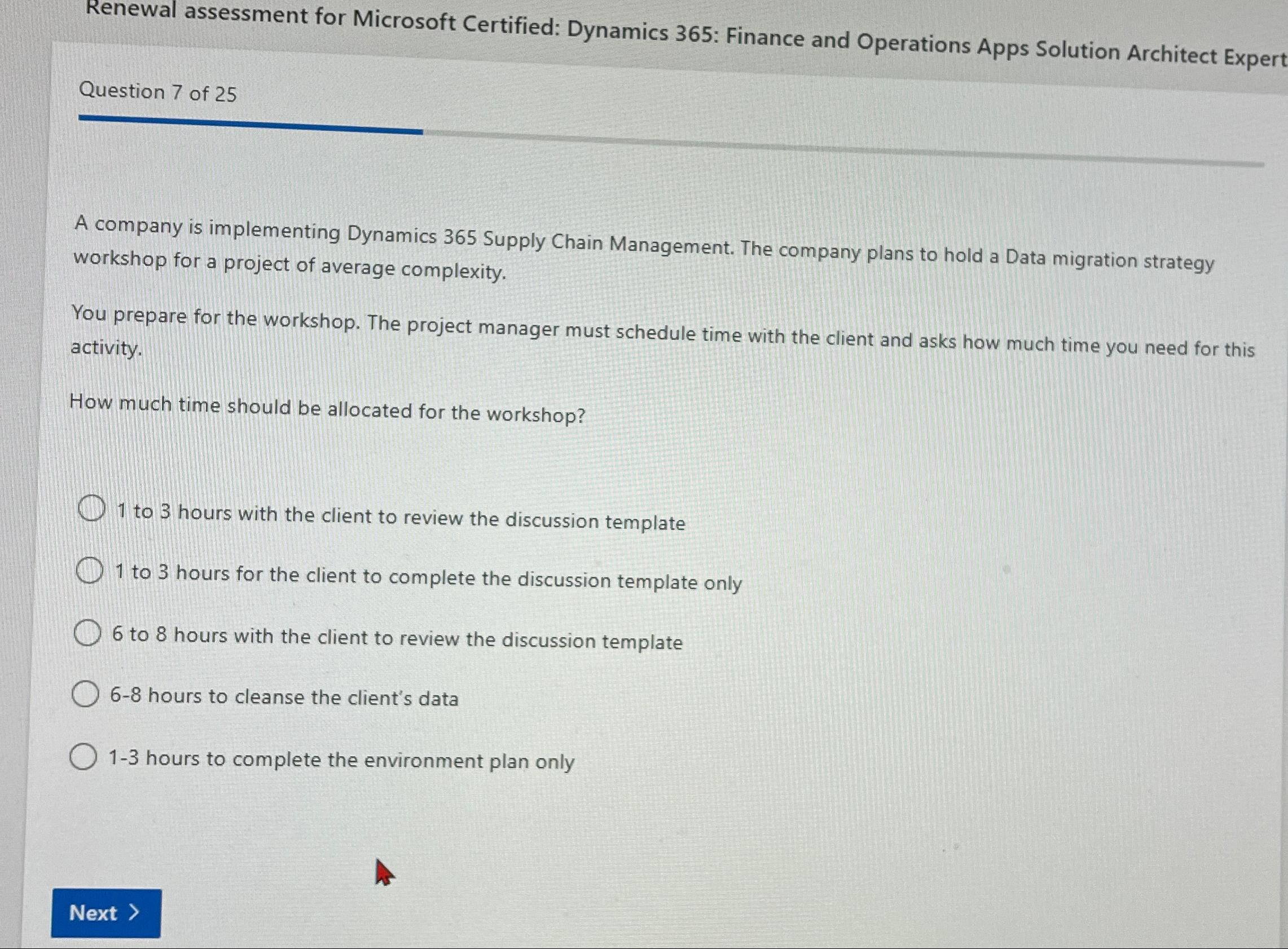  Renewal assessment for Microsoft Certified: Dynamics 365: Finance and Operations Apps