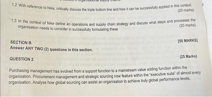  1.2 With reference to Nike, critically discuss the triple bottom line