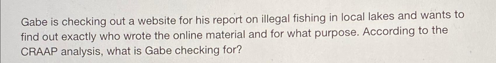  Gabe is checking out a website for his report on illegal