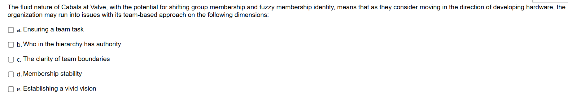  organization may run into issues with its team-based approach on the