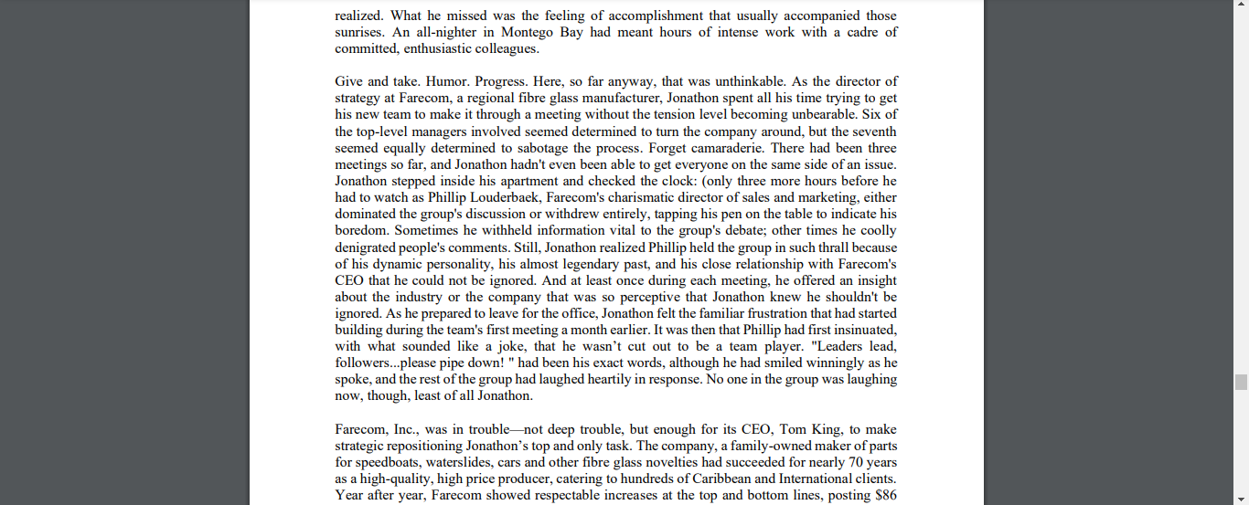 how would judge the leadership qualities of Jonathon as it relates to