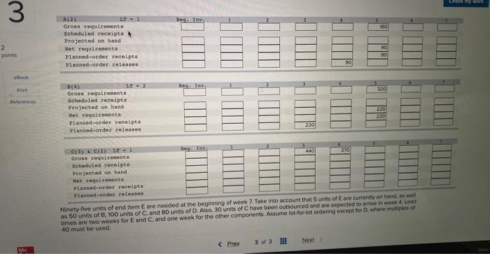 units of end item Z are needed at the beginning of week