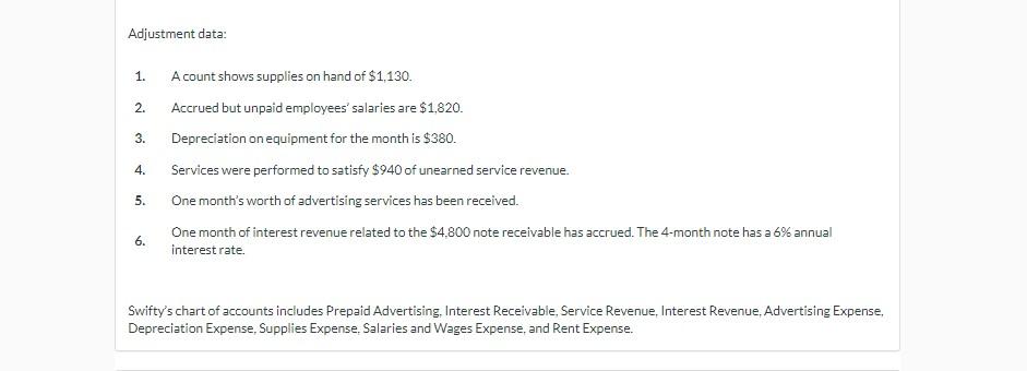 the account balances of Swifty Repair Services. During August, the following summary