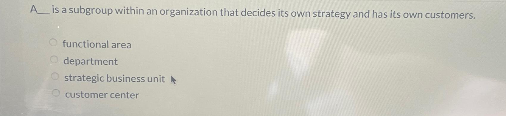  A is a subgroup within an organization that decides its own