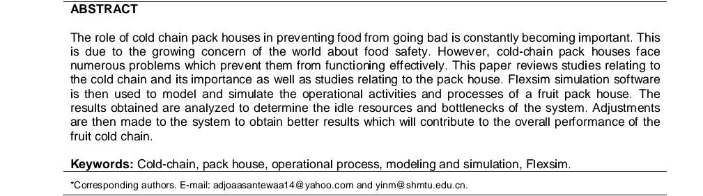 process of a cold chain fruit pack house The role of cold