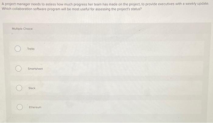  A project manager needs to assess how much progress her team