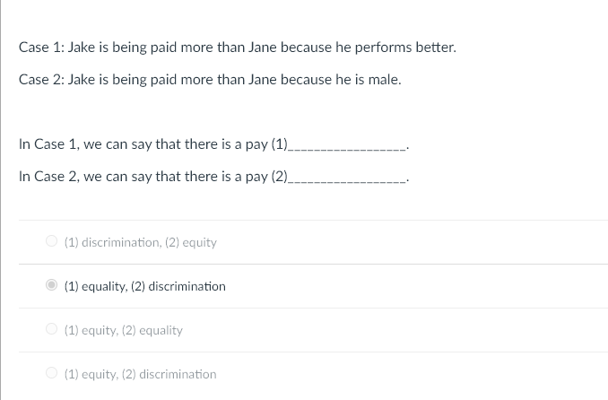 Case 1: Jake is being paid more than Jane because he