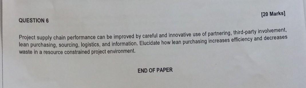 Project supply chain performance can be improved by careful and innovative
