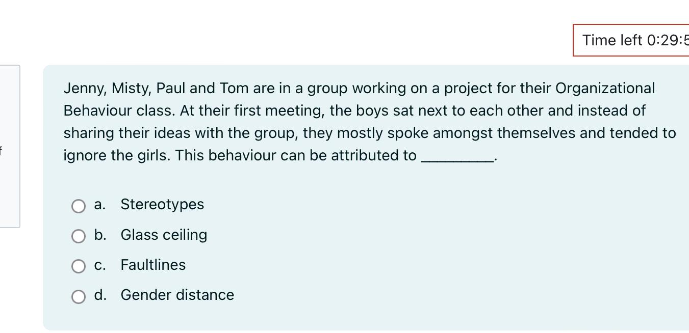  Time left 0:29:5 Jenny, Misty, Paul and Tom are in a