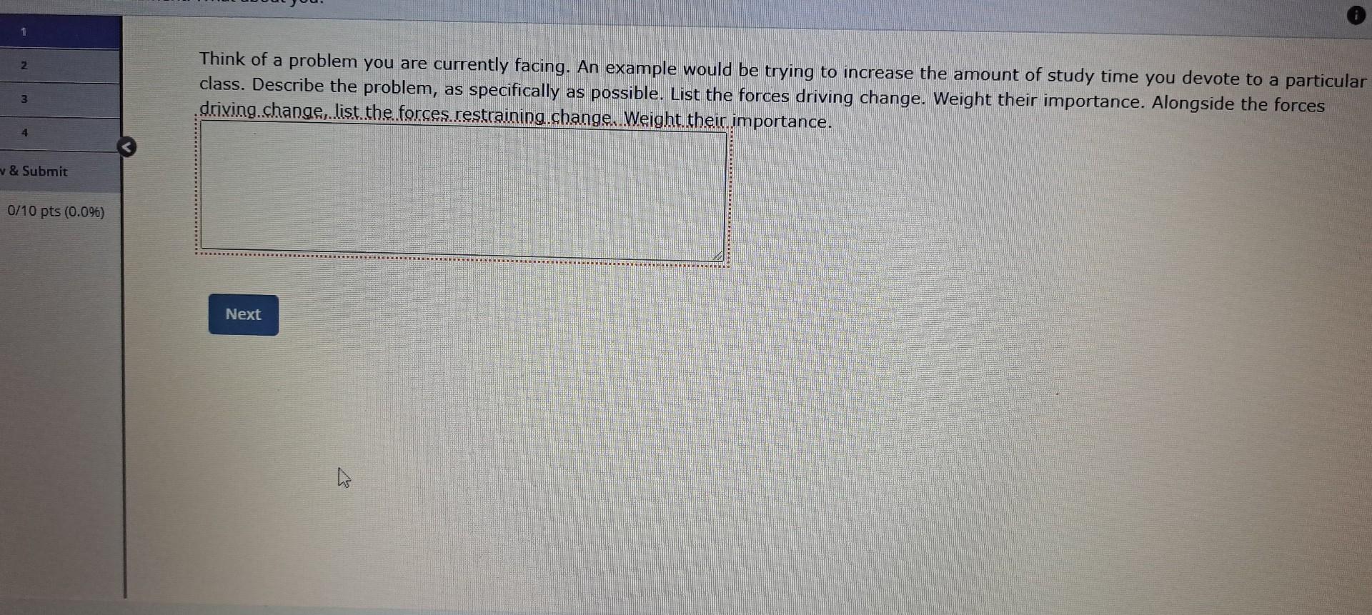  Think of a problem you are currently facing. An example would