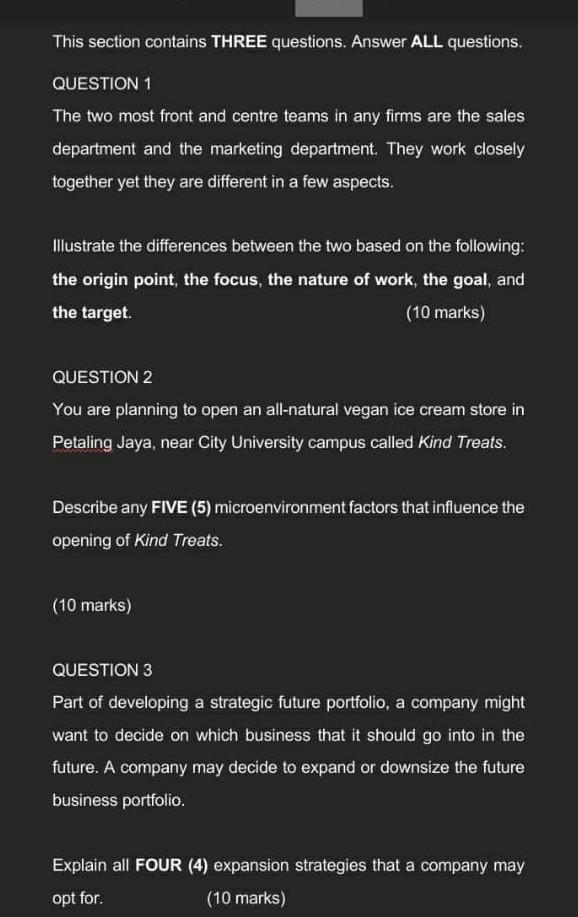 This section contains THREE questions. Answer ALL questions. QUESTION 1 The