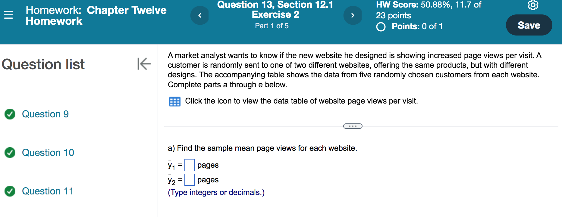 Chapter 12.2 Question 13, Section 12.1 Hw Score: 50.88%, 11.7 of Exercise