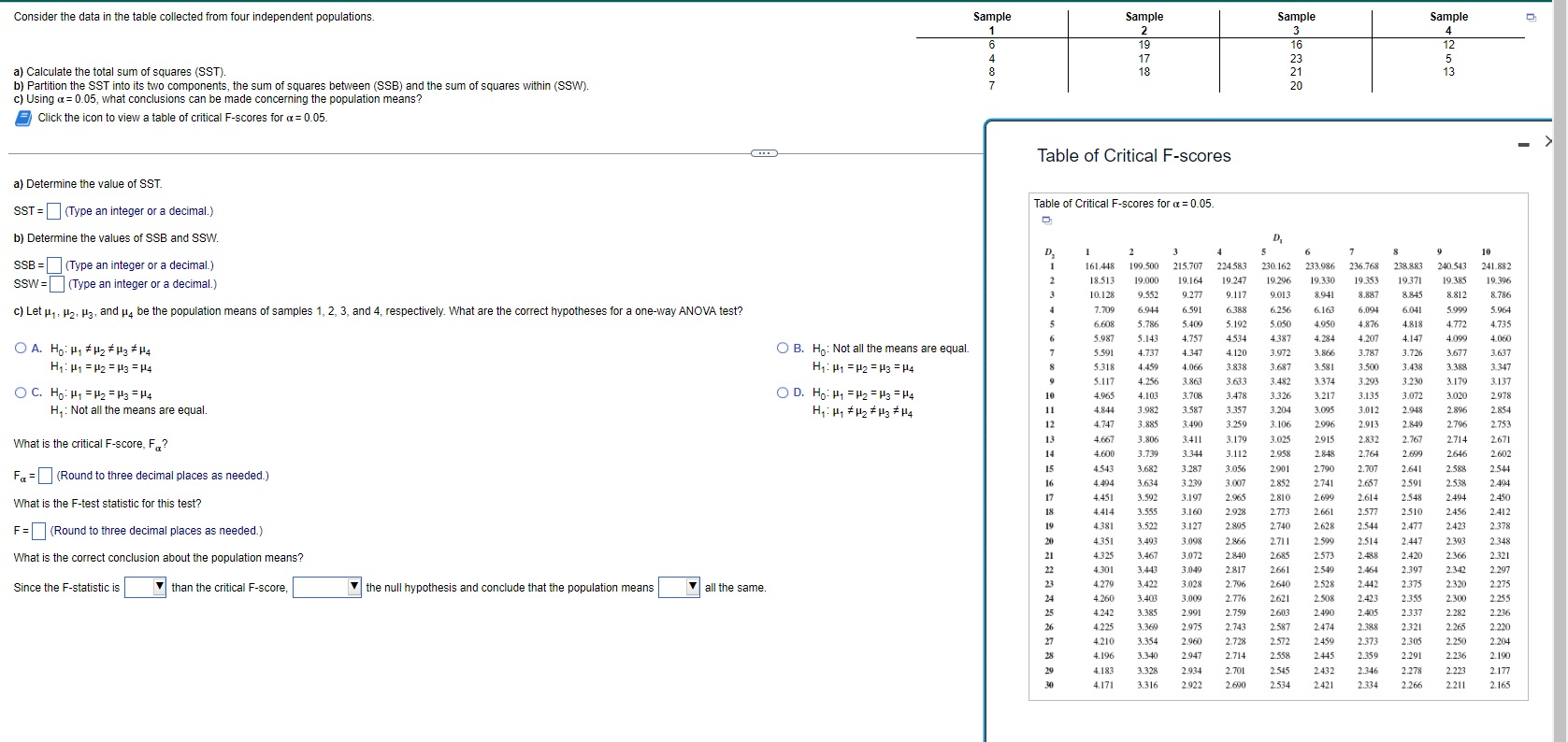  Sample Sample Sample Sample 4 2 3 Consider the data in