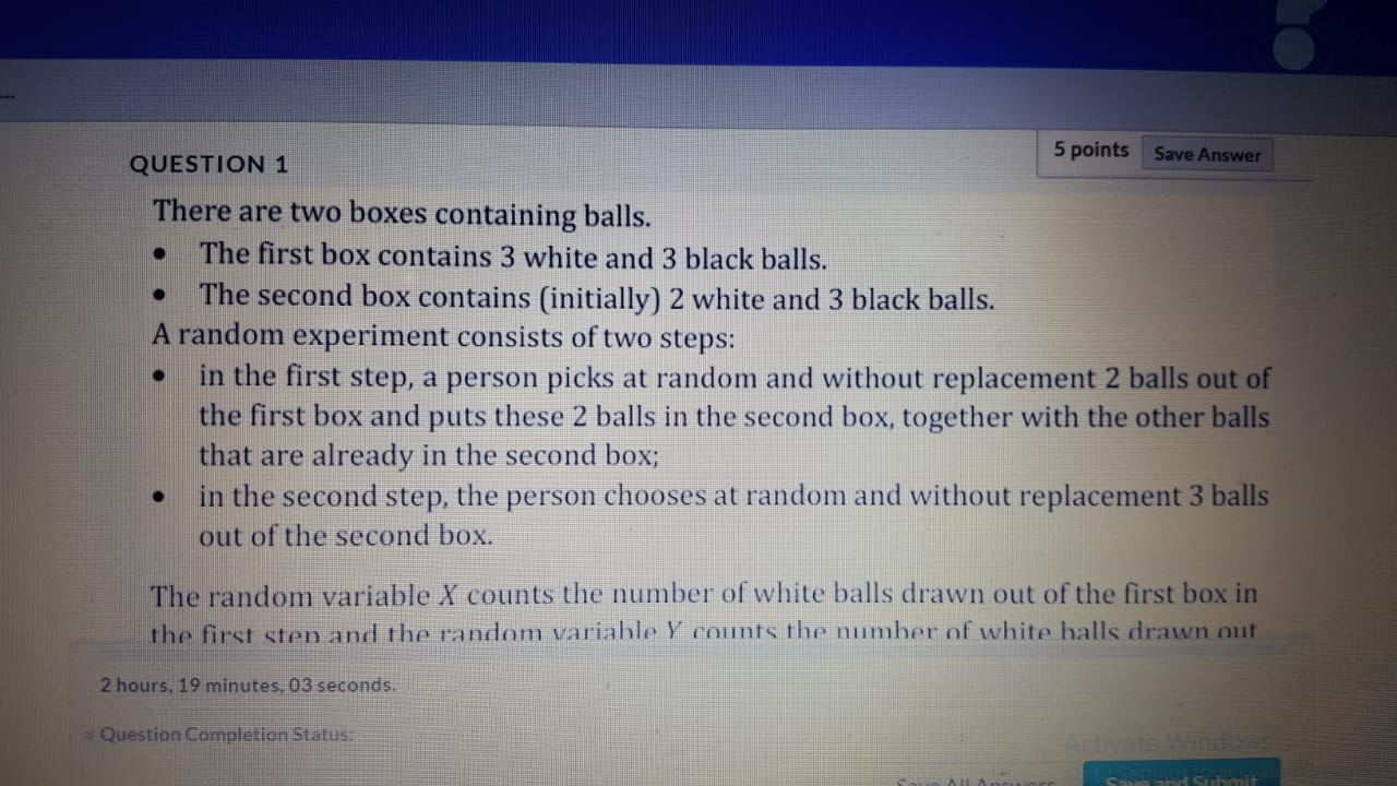 Y counts the number of white balls drawn out of the second