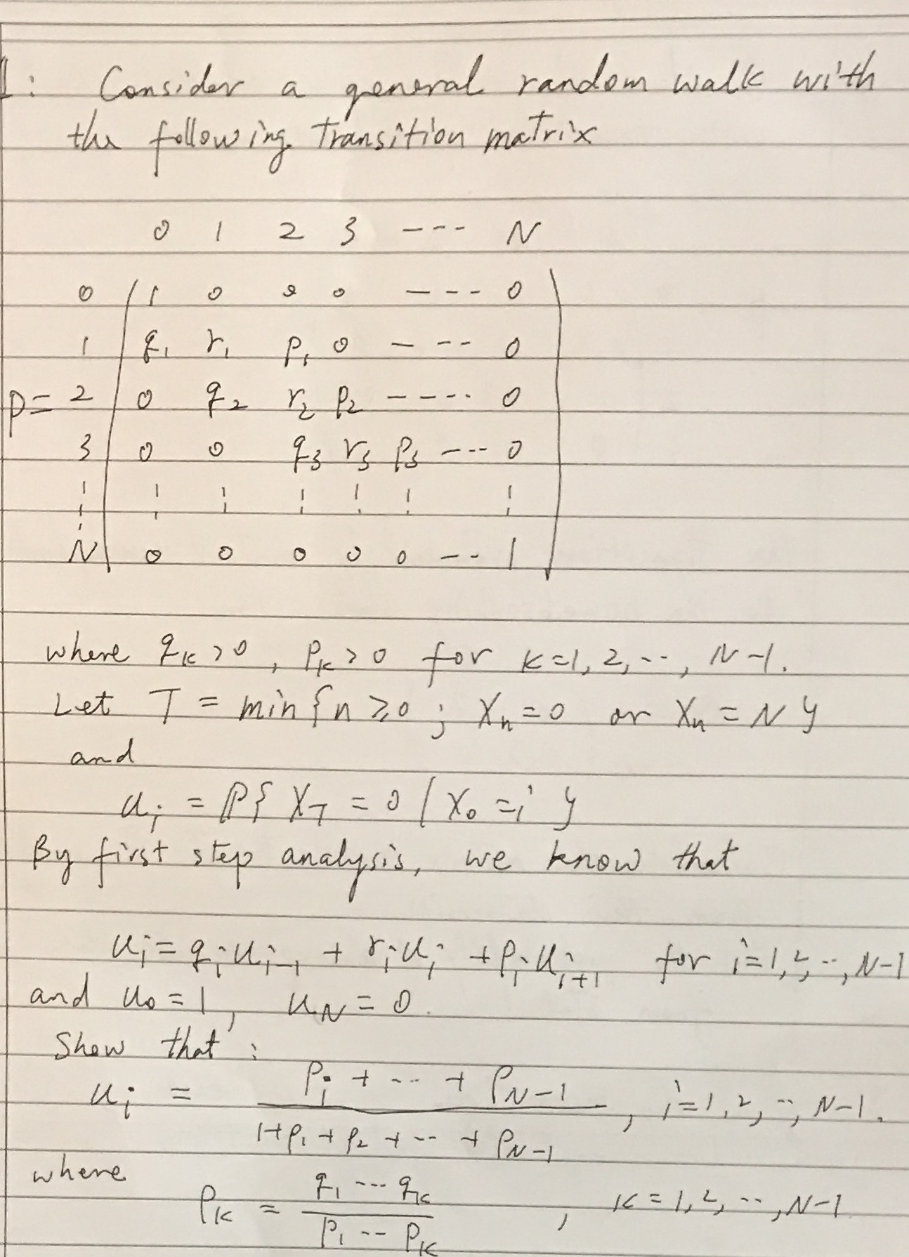 Please help with this question Consider a general random walk with the