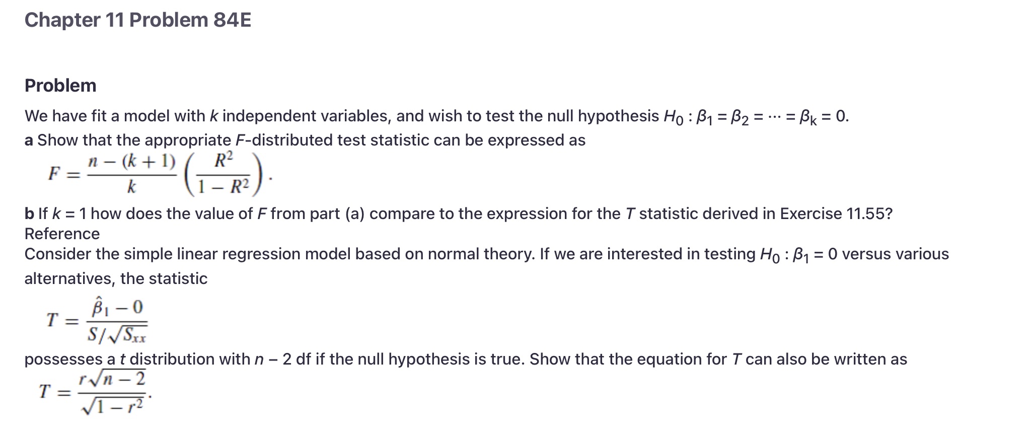 Chapter 11 Problem 84E Problem We have fit a model with
