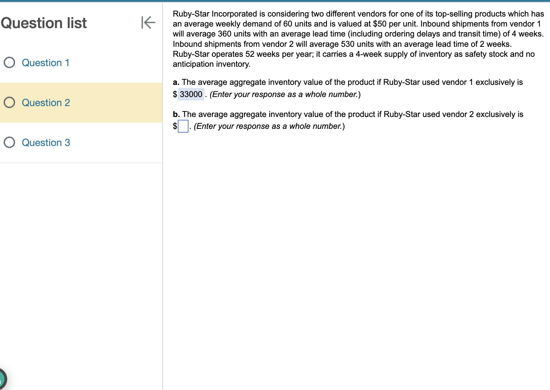 please show work Question list Question 1 Question 2 Question 3 Ruby-Star