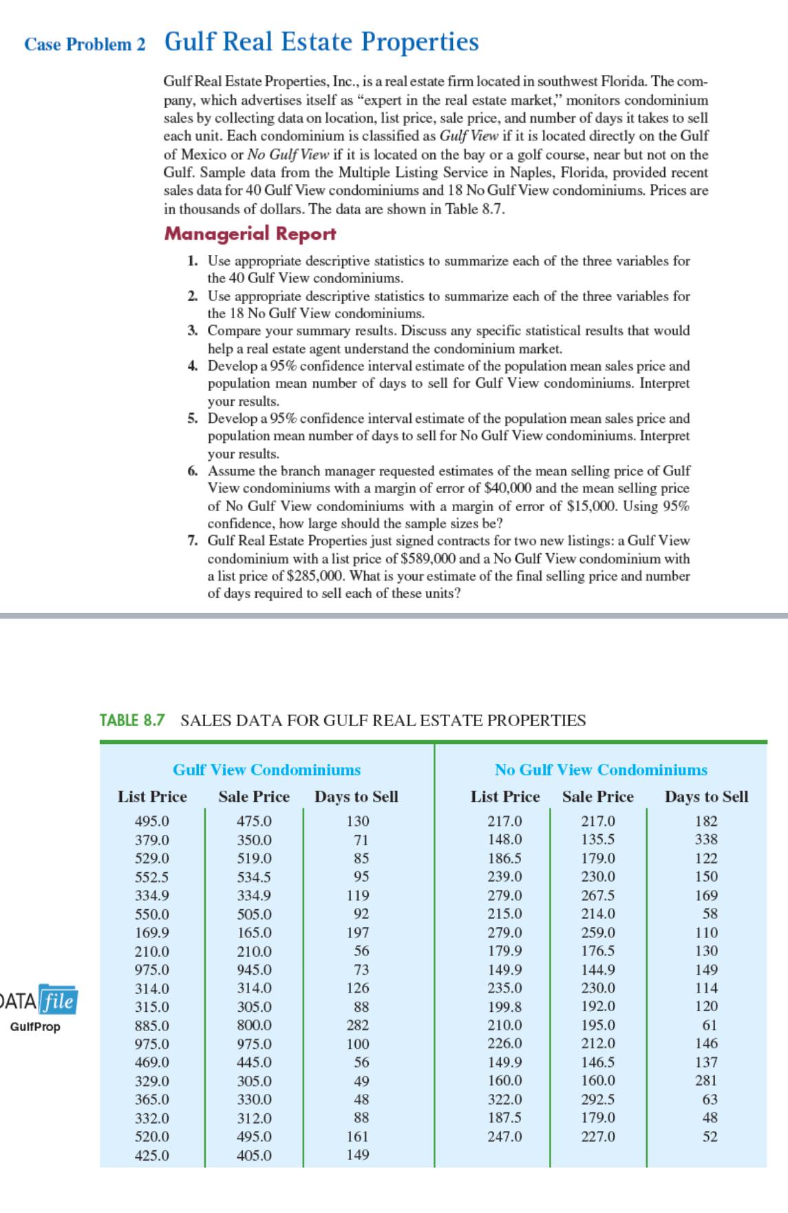  Use Excel software to finish the case study. 
