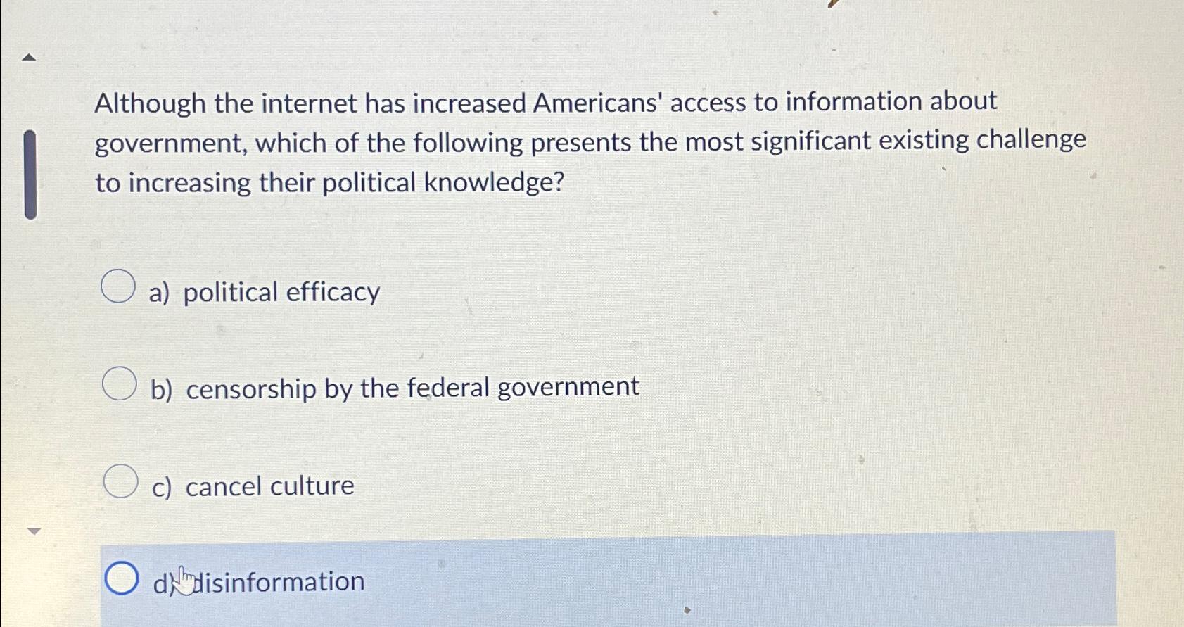  Although the internet has increased Americans' access to information about government,