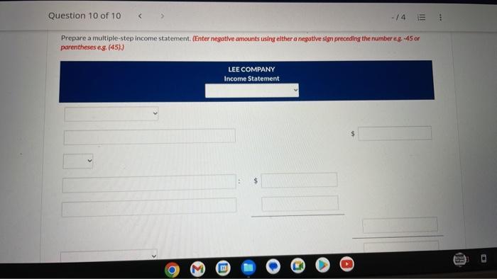 Company for the month of March, 2024. Prepare a multiple-step income statement: