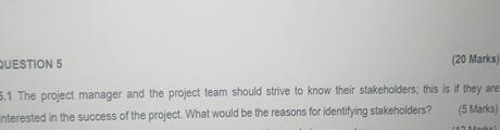  UESTION 5 (20 Marks) 5.1 The project manager and the project