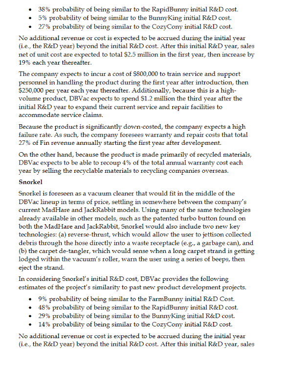 in the background section and using the expected initial cost of development