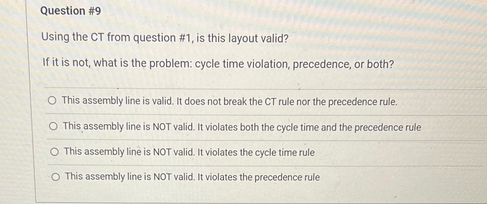  Question #9 Using the CT from question #1, is this layout