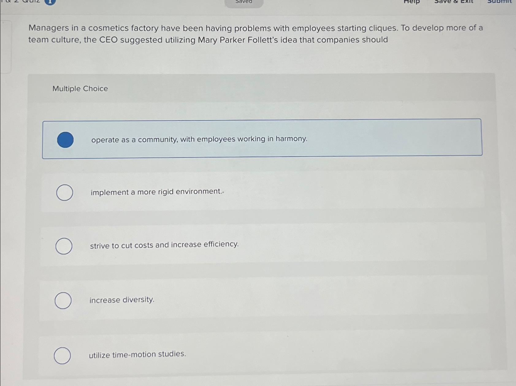  Managers in a cosmetics factory have been having problems with employees