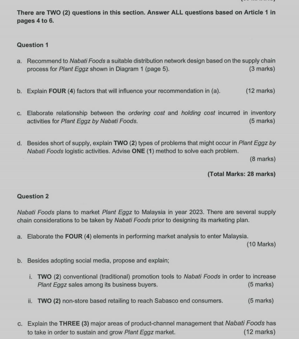  There are TWO (2) questions in this section. Answer ALL questions